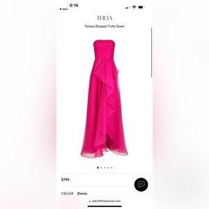 THEIA, Teresa drapes tulle gown, fucsia